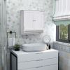 23.6'' White Wall Mounted Bathroom Storage Cabinet with Towels Bar and Adjustable Shelf