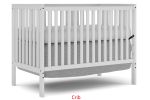 Synergy,5-In-1 Convertible Crib, Converts from Baby Crib to Toddler Bed, Fits Standard Full-Size Crib Mattress ,Easy to Assemble 53*29*9 Inches-WHITE