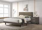 ACME Valdemar Queen Bed, Brown Fabric & Weatheted Gray Finish BD00571Q