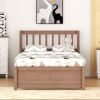 Modern Design Wooden Twin Size Platform Bed Frame with Trundle for Walnut Color