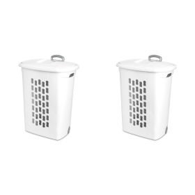 Wheeled Laundry Hamper Plastic (Color: White)